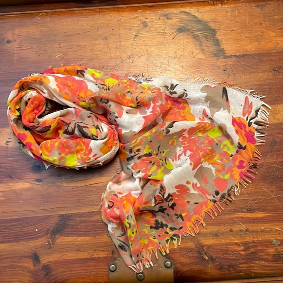Pink and orange floral scarf - Picture 1 of 1
